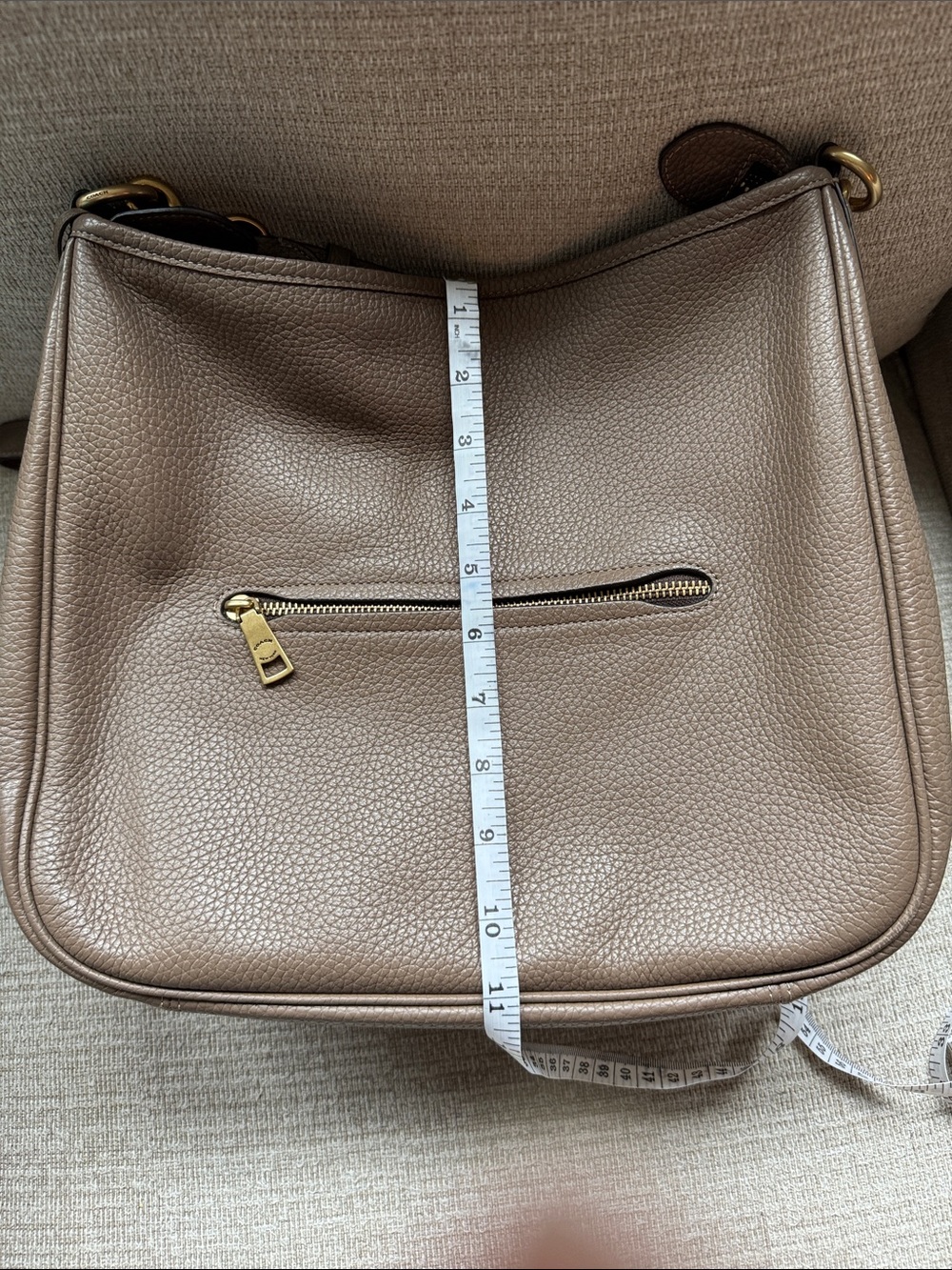 Coach Pebbled Leather Shoulder Bag in Taupe with Gold Hardware - Picture 11 of 13